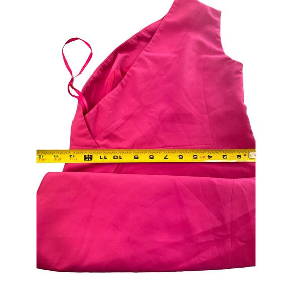 Abyss by Abby Womens One Shoulder Evening Midi Slit Dress Hot Pink Small - Picture 12 of 15